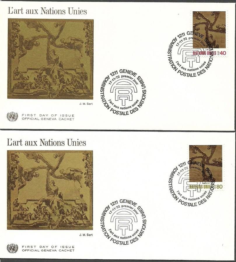 Znaczek Narody Zjednoczone Genewa 1972 Mi 28-29 FDC