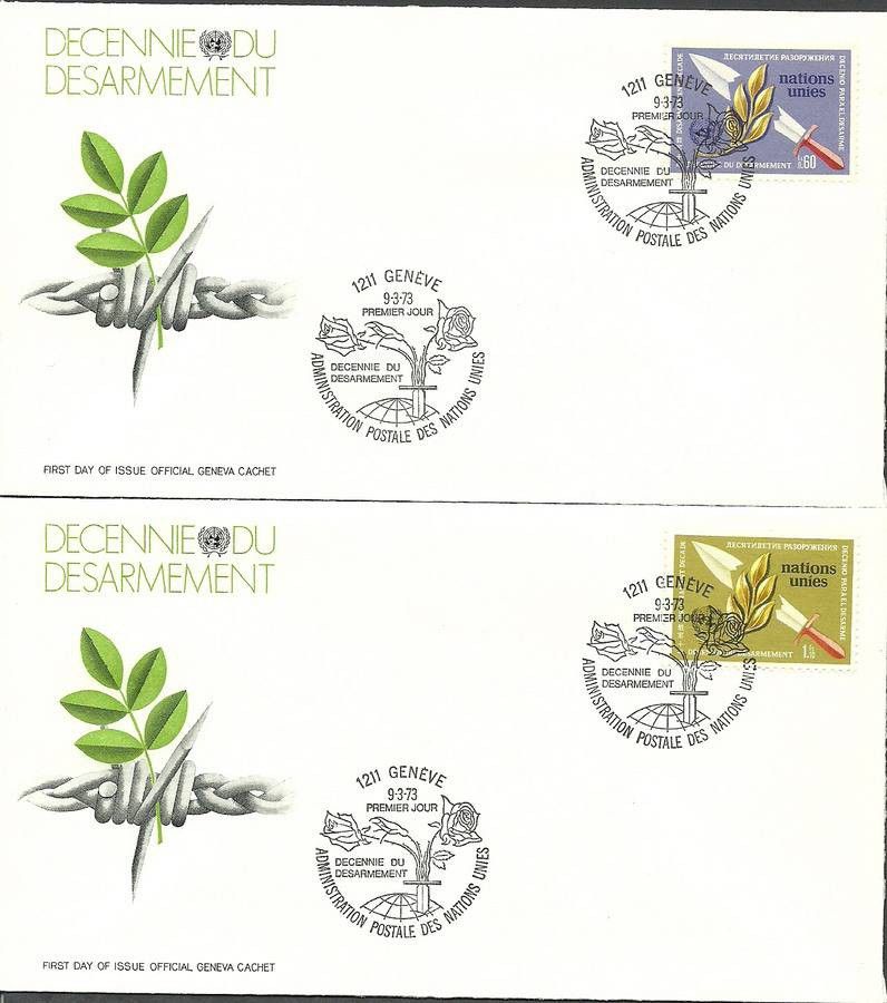 Znaczek Narody Zjednoczone Genewa 1973 Mi 30-31 FDC