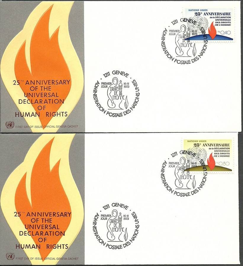 Znaczek Narody Zjednoczone Genewa 1973 Mi 35-36 FDC