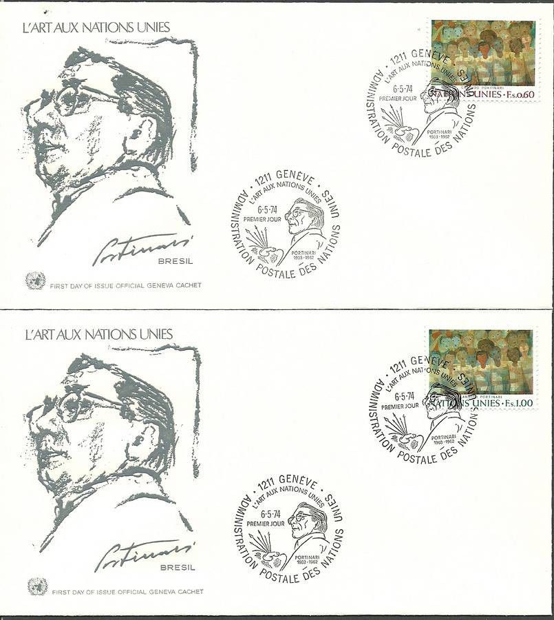 Znaczek Narody Zjednoczone Genewa 1974 Mi 41-42 FDC