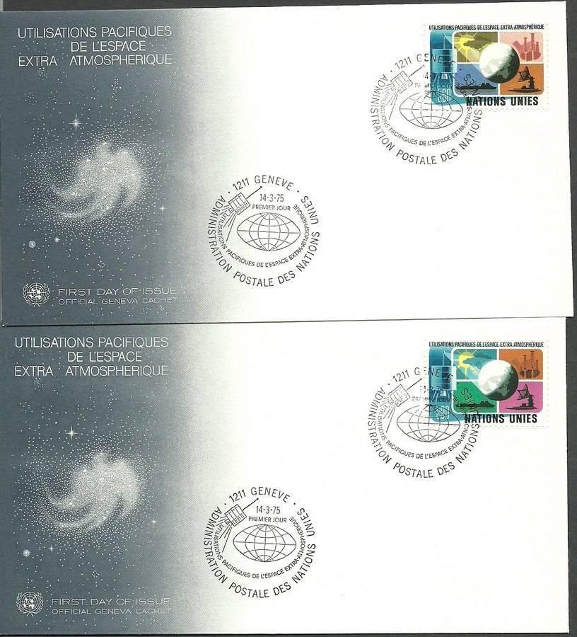 Znaczek Narody Zjednoczone Genewa 1975 Mi 46-47 FDC