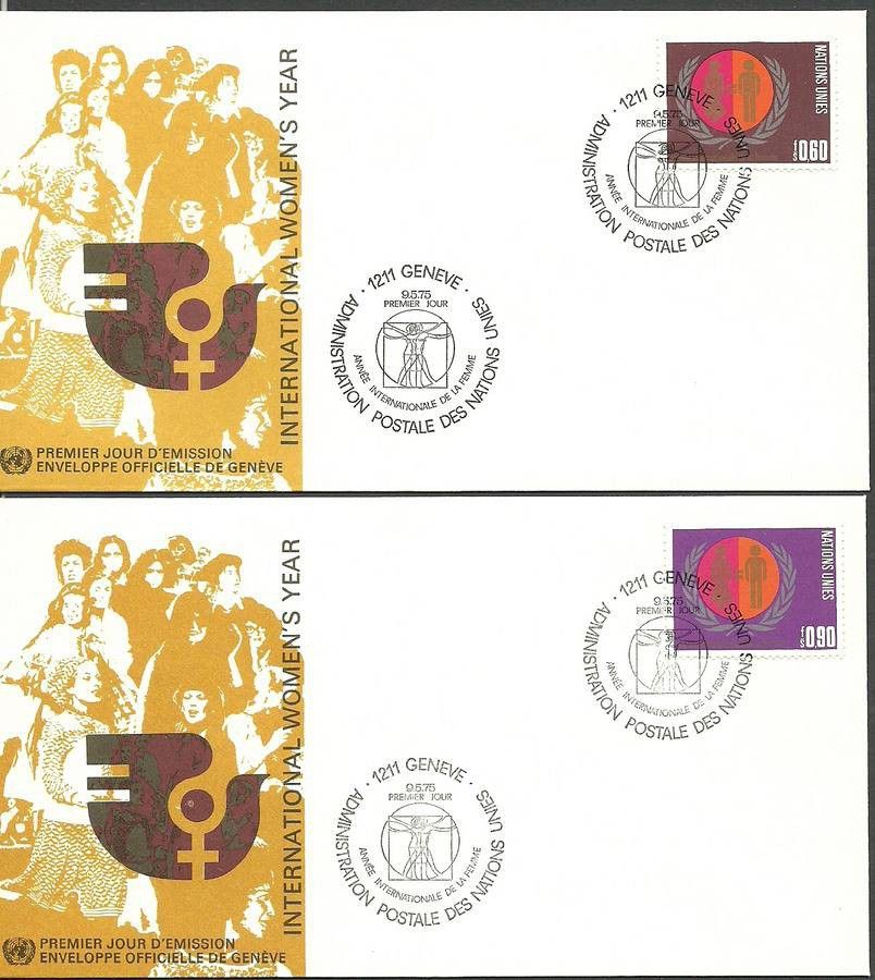 Znaczek Narody Zjednoczone Genewa 1975 Mi 48-49 FDC