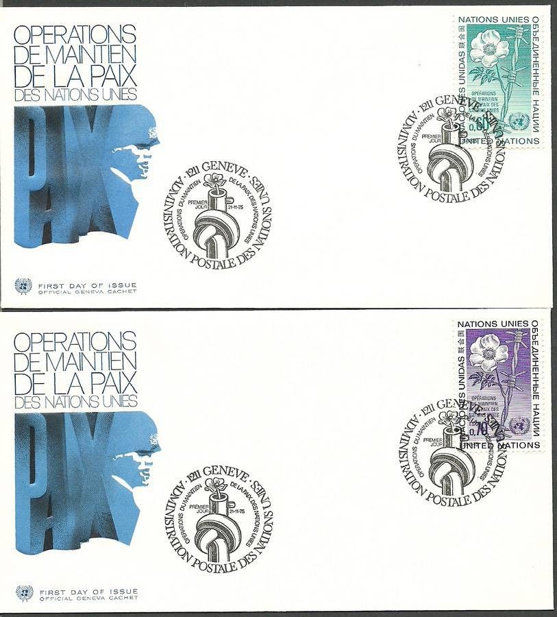 Znaczek Narody Zjednoczone Genewa 1975 Mi 54-55 FDC