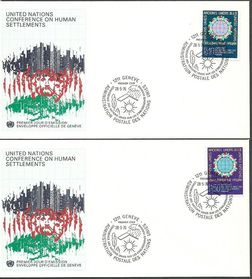 Znaczek Narody Zjednoczone Genewa 1976 Mi 58-59 FDC