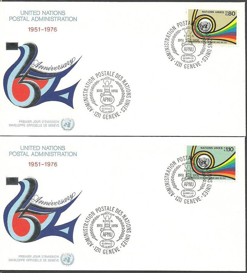 Znaczek Narody Zjednoczone Genewa 1976 Mi 60-61 FDC