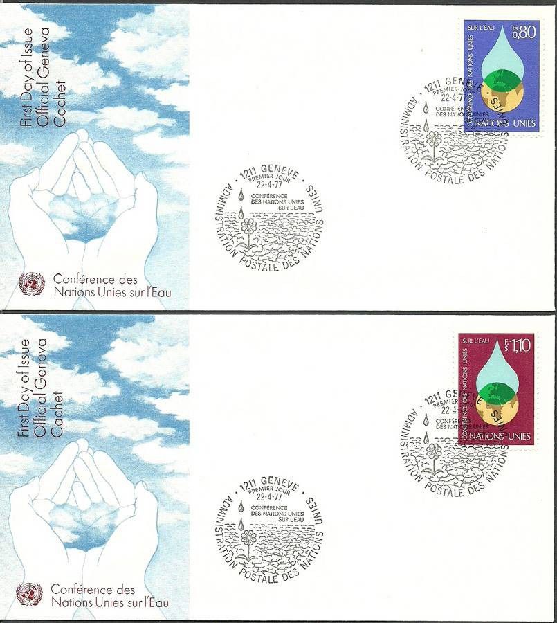 Znaczek Narody Zjednoczone Genewa 1977 Mi 64-65 FDC