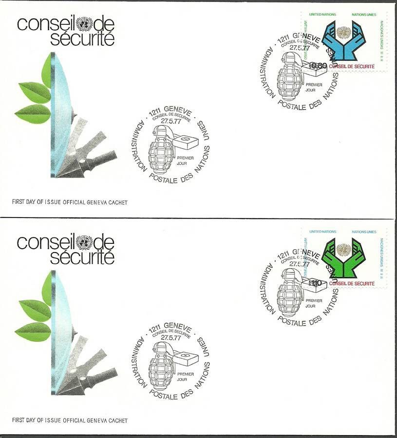 Znaczek Narody Zjednoczone Genewa 1977 Mi 66-67 FDC