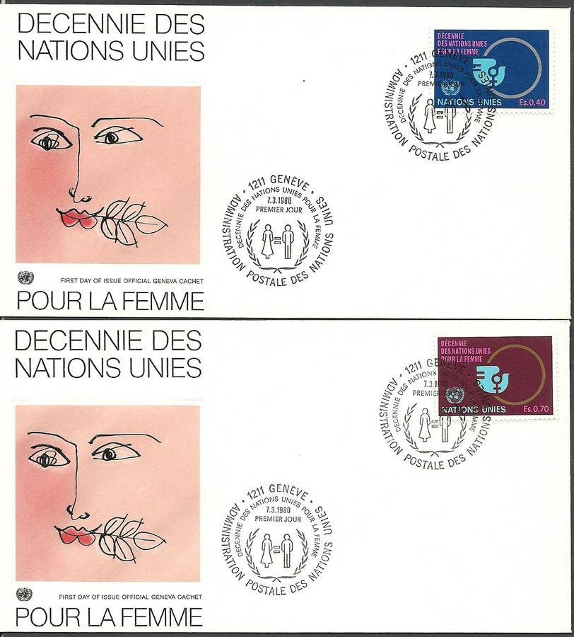 Znaczek Narody Zjednoczone Genewa 1980 Mi 89-90 FDC