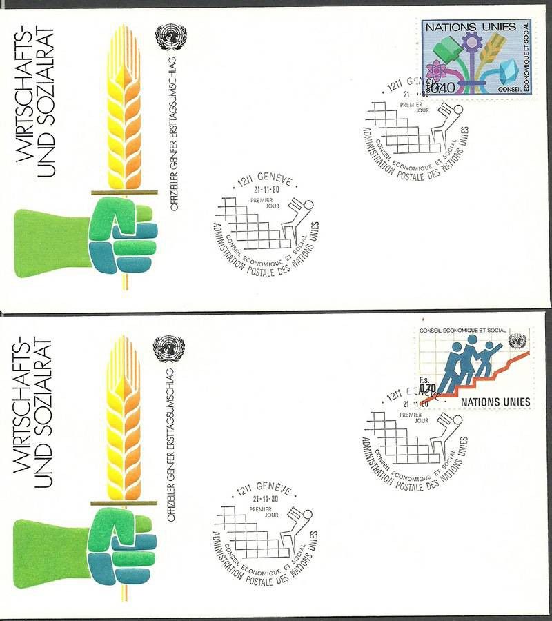 Znaczek Narody Zjednoczone Genewa 1980 Mi 94-95 FDC