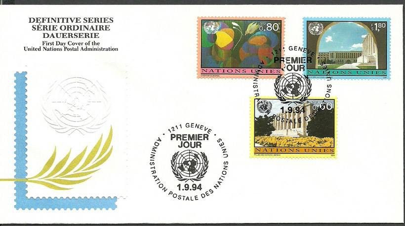 Znaczek Narody Zjednoczone Genewa 1994 Mi 256-258 FDC