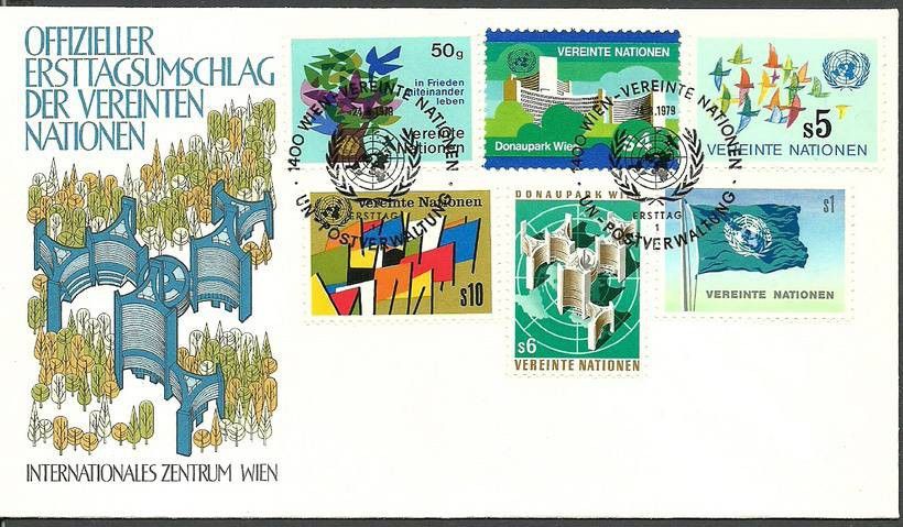 Znaczek Narody Zjednoczone Wiedeń 1979 Mi 1-6 FDC