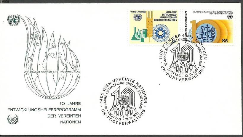 Znaczek Narody Zjednoczone Wiedeń 1981 Mi 21-22 FDC