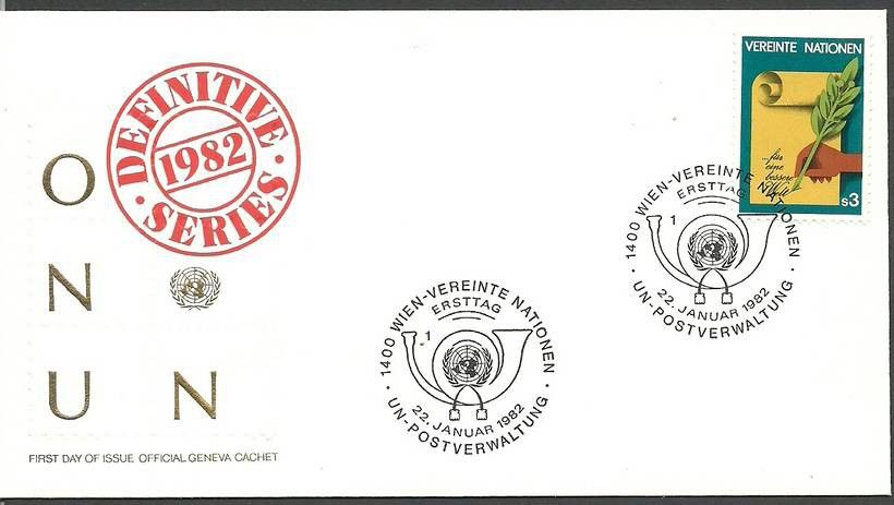 Znaczek Narody Zjednoczone Wiedeń 1982 Mi 23 FDC
