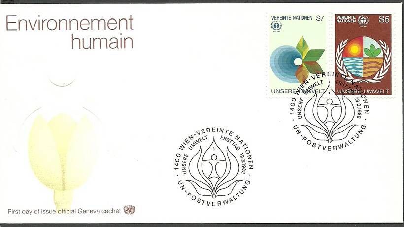 Znaczek Narody Zjednoczone Wiedeń 1982 Mi 24-25 FDC