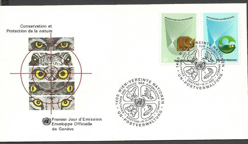 Znaczek Narody Zjednoczone Wiedeń 1982 Mi 27-28 FDC