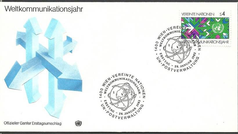 Znaczek Narody Zjednoczone Wiedeń 1983 Mi 29 FDC