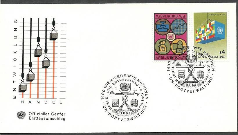 Znaczek Narody Zjednoczone Wiedeń 1983 Mi 34-35 FDC