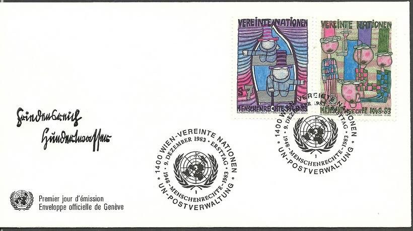 Znaczek Narody Zjednoczone Wiedeń 1983 Mi 36-37 FDC