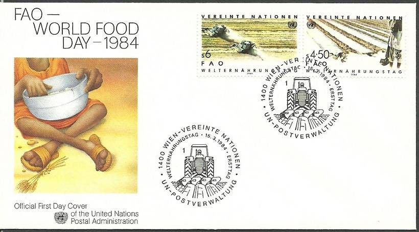 Znaczek Narody Zjednoczone Wiedeń 1984 Mi 39-40 FDC