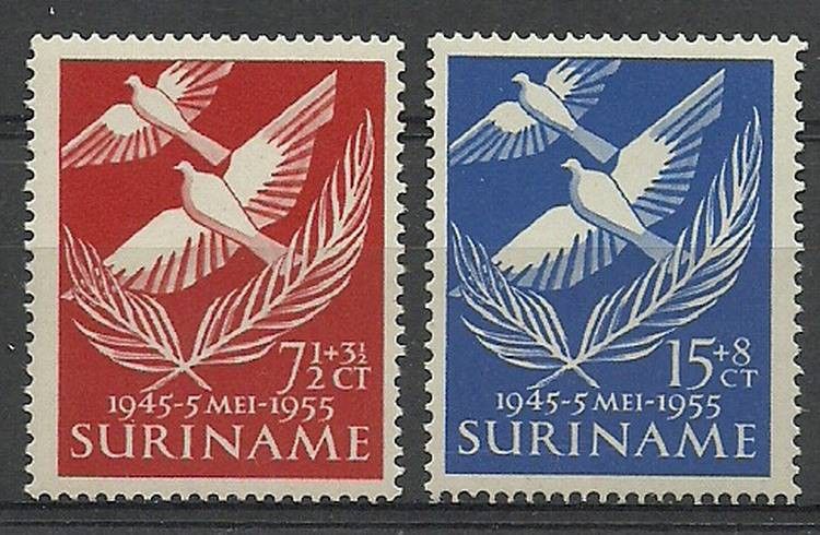 Znaczek Surinam 1955 Mi 352-353 Z podlepką *