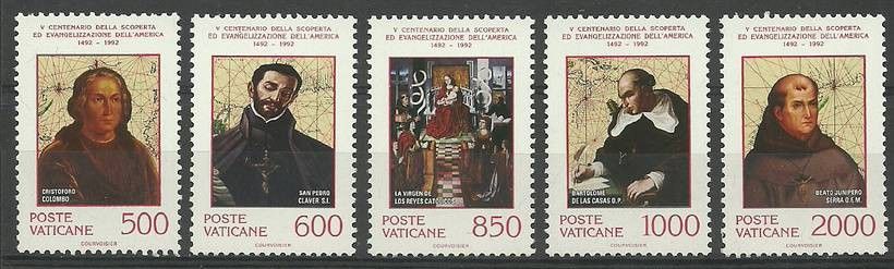 Znaczek Watykan 1992 Mi 1051-1055 Czyste **
