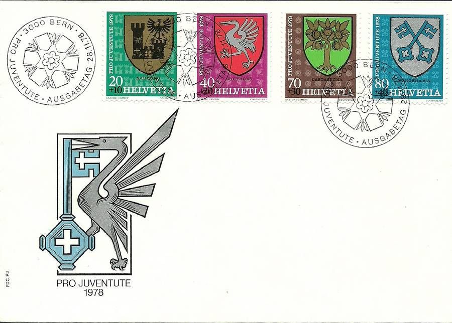 Znaczek Szwajcaria 1978 Mi 1142-1145 FDC