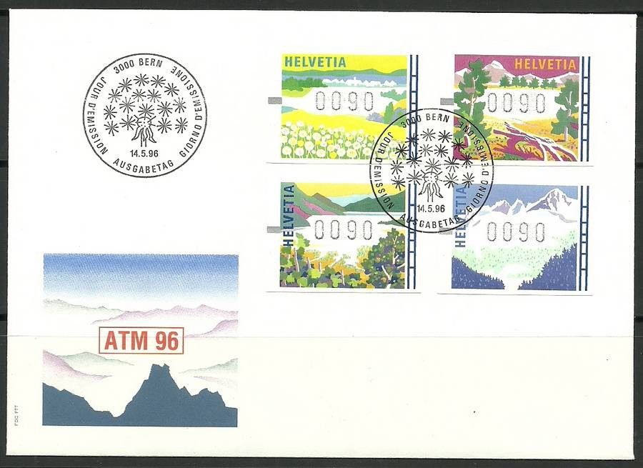 Znaczek Szwajcaria 1996 Mi aut 7-10 (0090) FDC