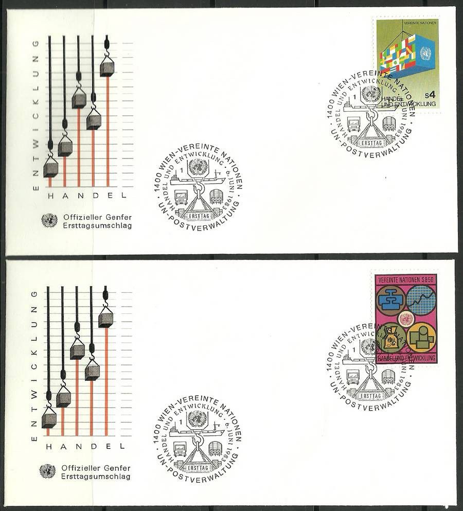 Znaczek Narody Zjednoczone Wiedeń 1983 Mi 34-35 FDC