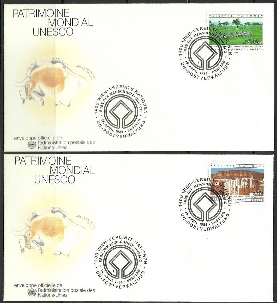 Znaczek Narody Zjednoczone Wiedeń 1984 Mi 41-42 FDC