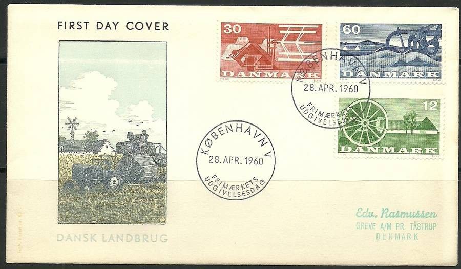 Znaczek Dania 1960 Mi 378-380 FDC