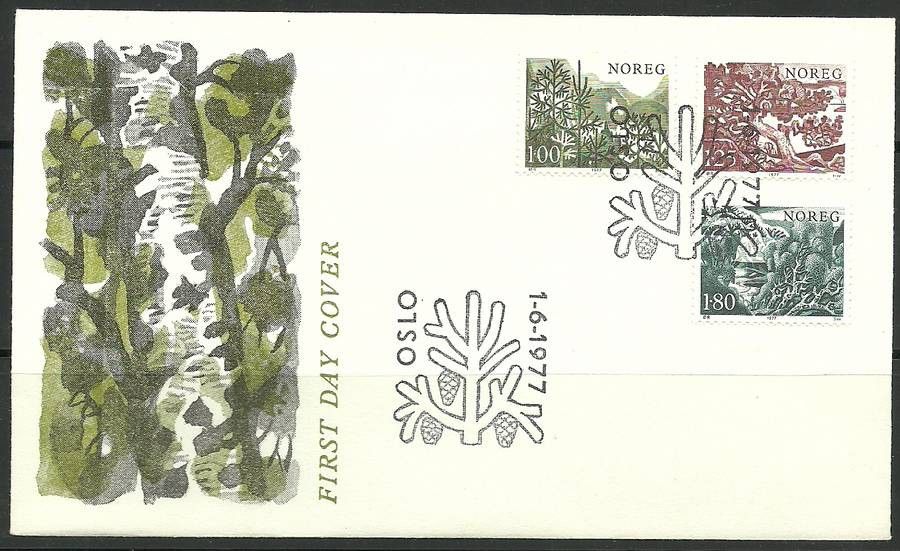 Znaczek Norwegia 1977 Mi 744-746 FDC