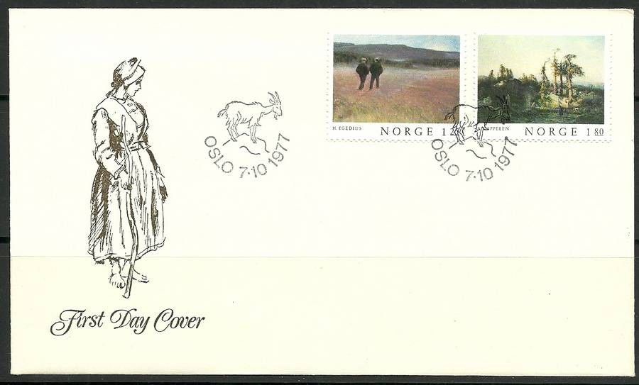 Znaczek Norwegia 1977 Mi 753-754 FDC