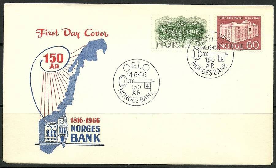 Znaczek Norwegia 1966 Mi 543-544 FDC