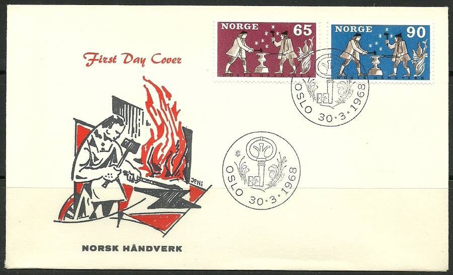 Znaczek Norwegia 1968 Mi 564-565 FDC