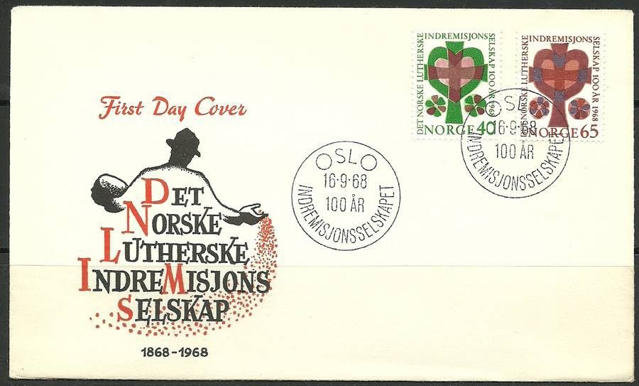 Znaczek Norwegia 1968 Mi 570-571 FDC