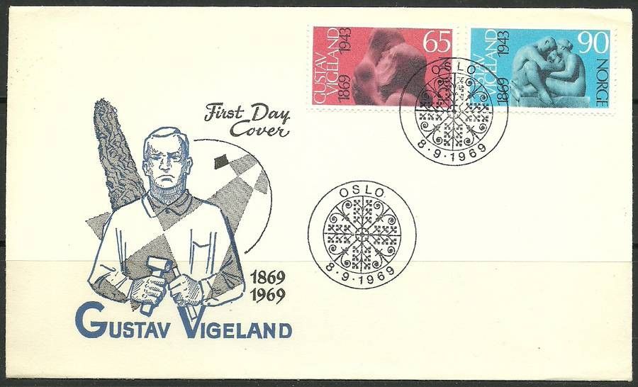 Znaczek Norwegia 1969 Mi 594-595 FDC