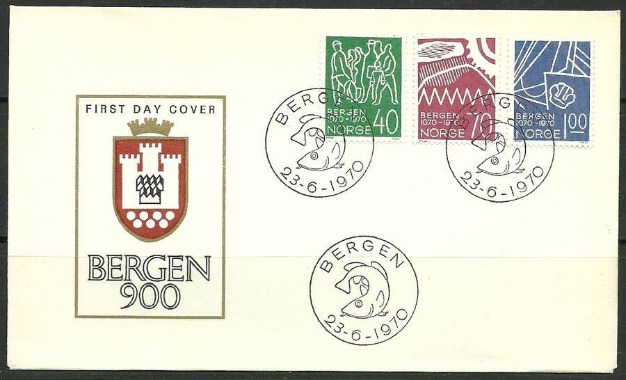 Znaczek Norwegia 1970 Mi 608-610 FDC