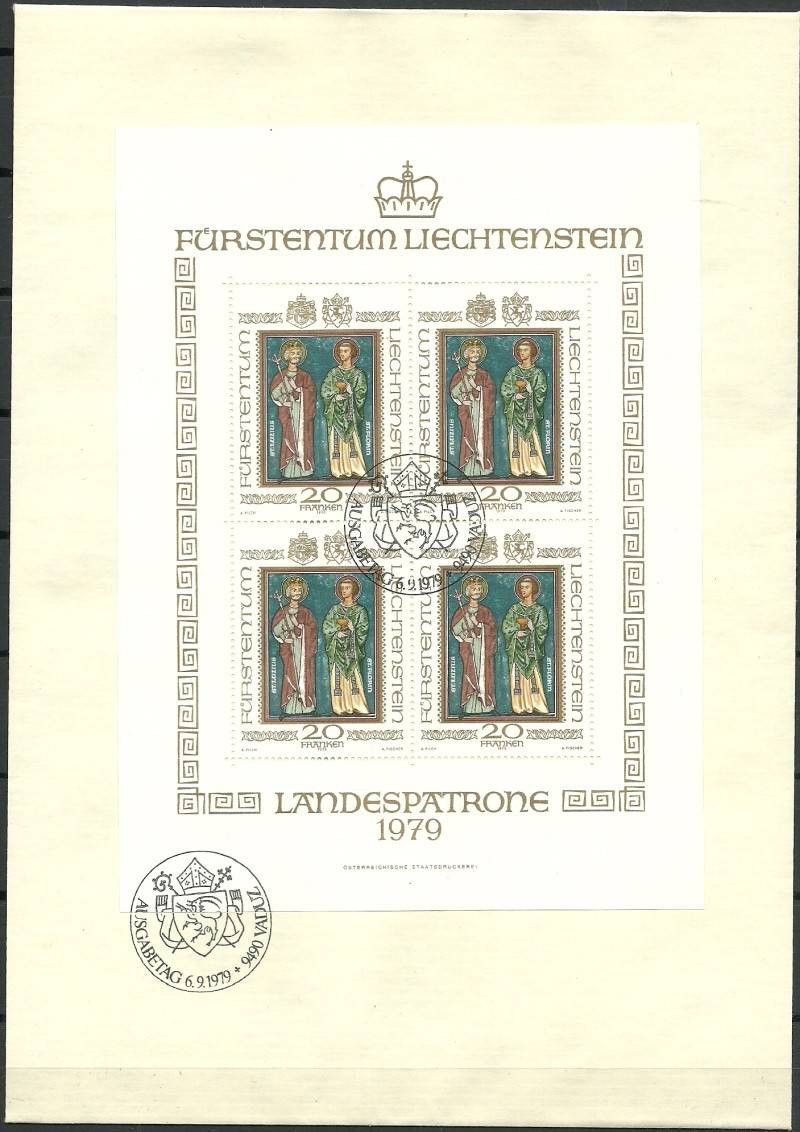 Znaczek Liechtenstein 1979 Mi ark 734 FDC