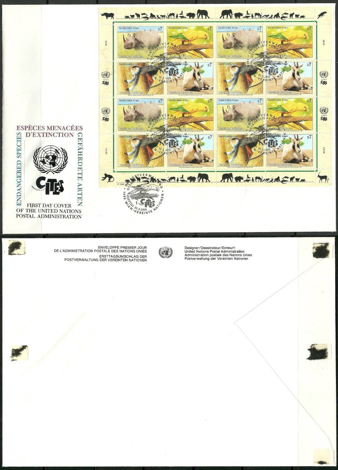 Znaczek Narody Zjednoczone Wiedeń 1995 Mi ark 180-183 FDC