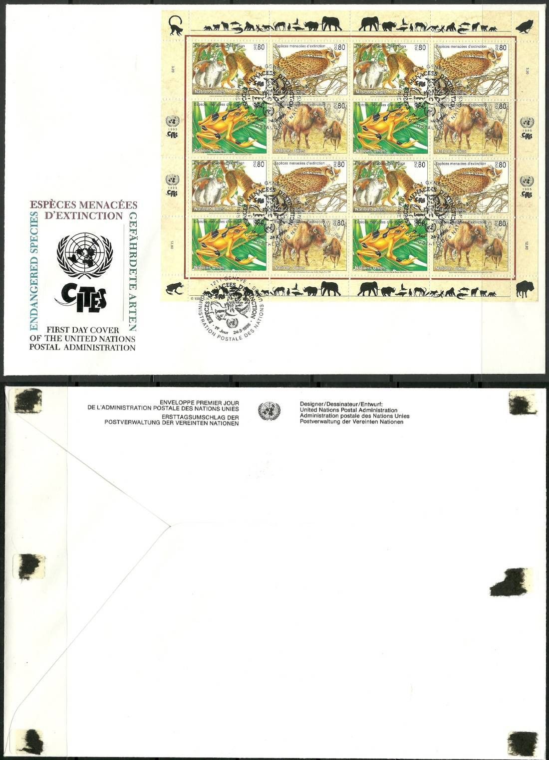 Znaczek Narody Zjednoczone Genewa 1995 Mi ark 263-266 FDC
