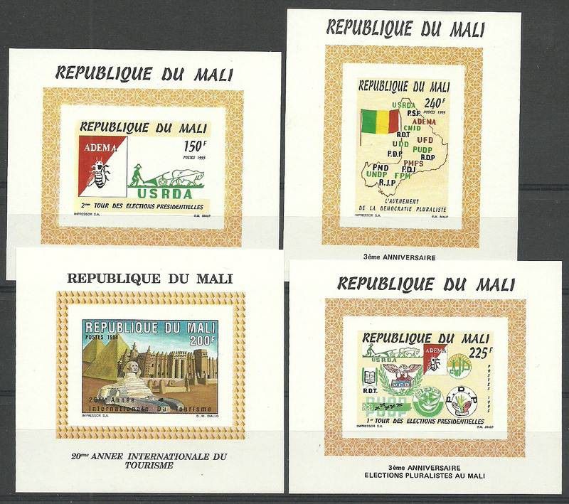 Znaczek Mali 1995 Mi einbl 1347-1350B Czyste **