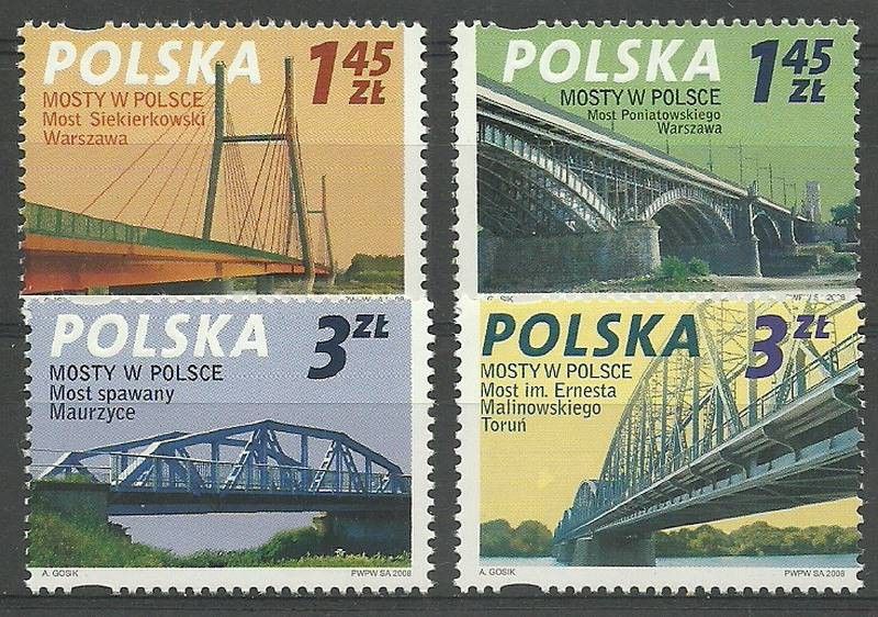 Znaczek Polska 2008 Mi 4373-4376 Fi 4223-4226 Czyste **