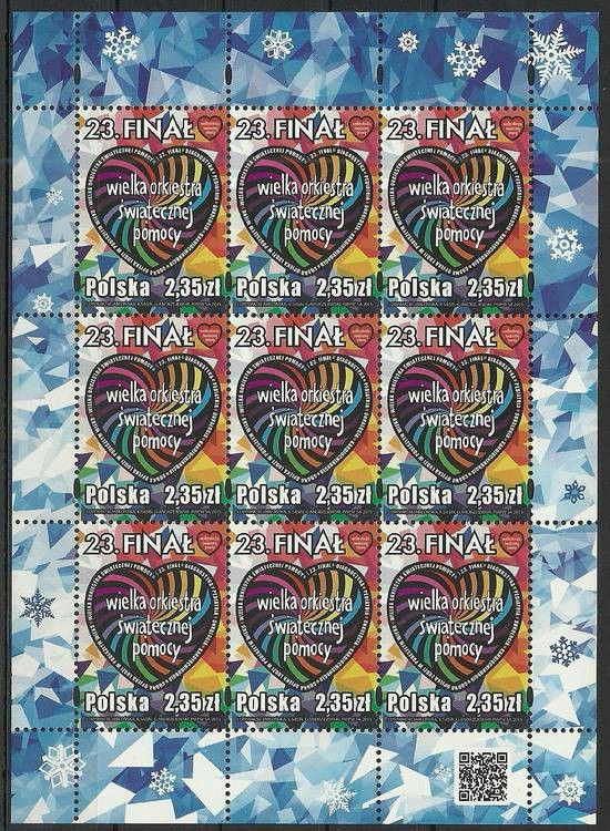Znaczek Polska 2015 Mi ark 4750 Fi ark 4600 Czyste **