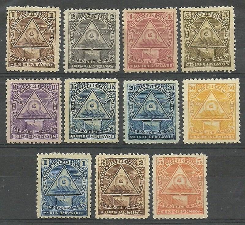Znaczek Nikaragua 1898 Mi 98-108x Z podlepką *