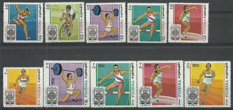 Znaczek Fujeira / Fudżajra 1968 Mi 292-301 Czyste **
