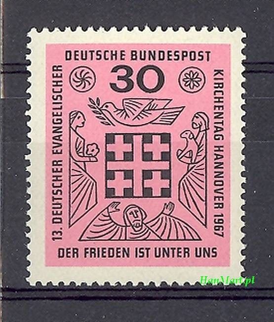 Znaczek Niemcy 1967 Mi 536 Czyste **