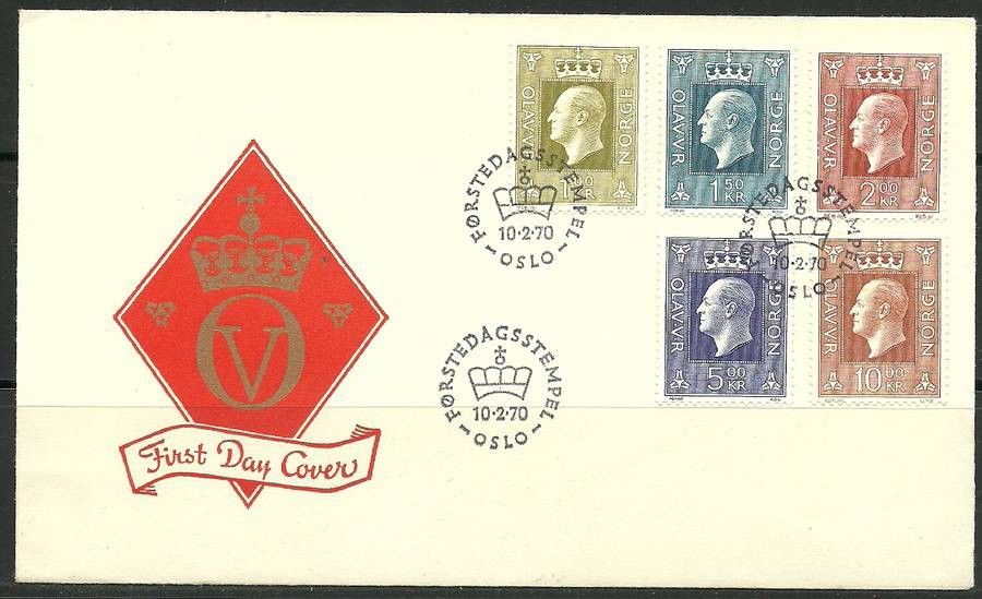 Znaczek Norwegia 1969 Mi 588-592 FDC