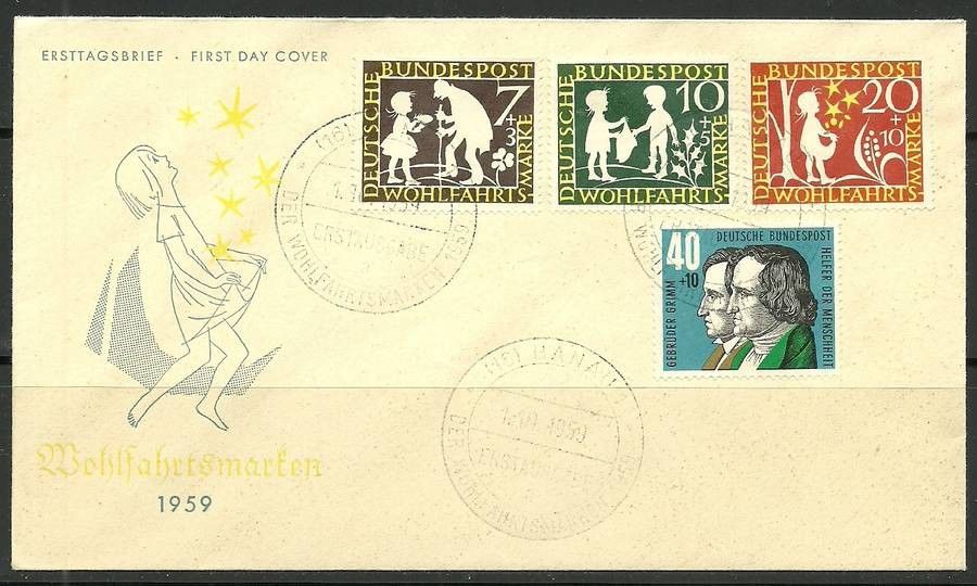 Znaczek Niemcy 1959 Mi 322-325 FDC