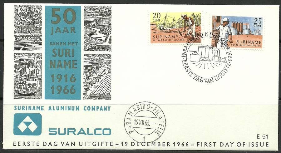Znaczek Surinam 1966 Mi 512-513 FDC