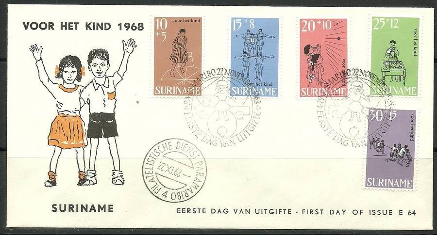 Znaczek Surinam 1968 Mi 548-552 FDC